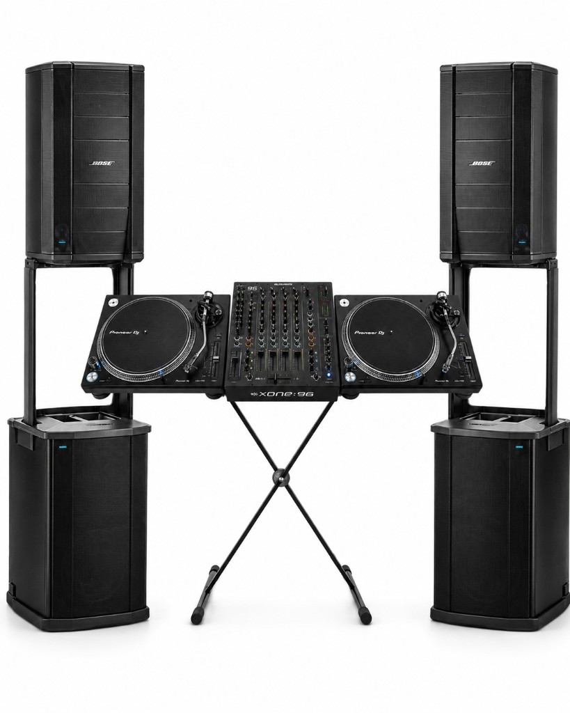 Flashback Beat Set DJ package rental in Phuket with 2 Pioneer PLX-1000, Allen and Heath Xone:96 and Bose F1