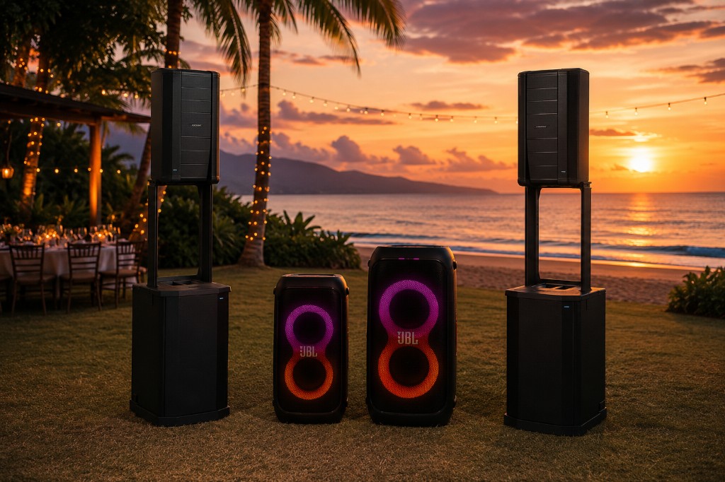 JBL PartyBox and professional PA speaker rental in Phuket — sound systems for events